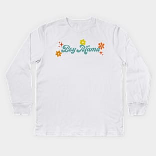 Boy mama - 70s style Kids Long Sleeve T-Shirt